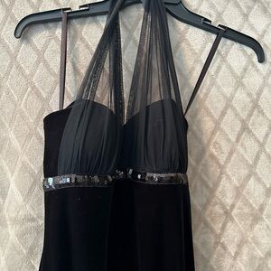Black Halter Sleeveless Velvet Dress